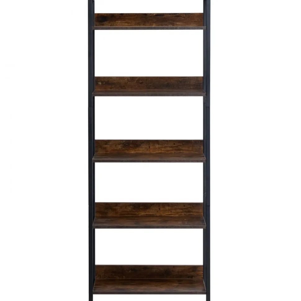 VEVOR Metal Bookshelf, 5-Tier Tall Industrial Bookshelf, Rustic Display Vintage Storage Bookcase with Open Shelves, Freestanding Display Shelving Unit Storage Rack, for Living room, Bedroom & Office