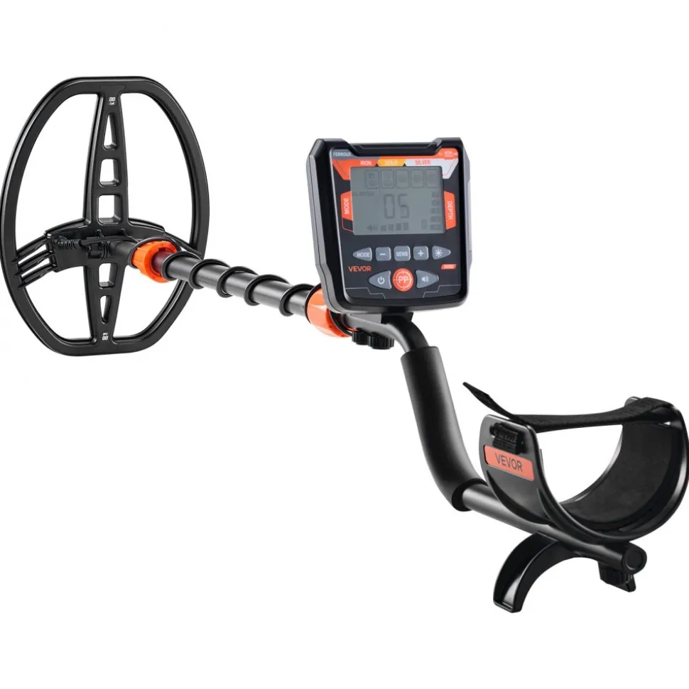 VEVOR Metal Detector for Adults, 10", Professional High Accuracy Gold Detector, IP68 Waterproof Search Coil with Display, Headphones, 5 Modes, Adjustable Length, for Detecting Gold Treasure Hunting