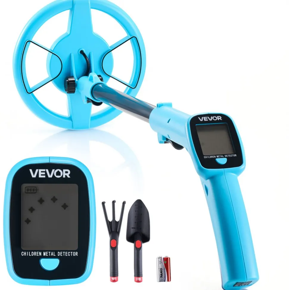 VEVOR Metal Detector, 4", Lightweight Metal Detector with LCD Display, 6" IP68 Waterproof Search Coil, Adjustable 25.6"-36.6" High Accuracy Gold Detector, Easy to Use, for Detecting Gold Exploration