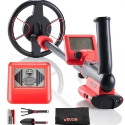 VEVOR Metal Detector, 6", Lightweight Metal Detector with LCD Display, IP68 Waterproof Search Coil, Adjustable 22.8"-33.8" High Accuracy Gold Detector, Easy to Use, for Detecting Gold Treasure Hunting