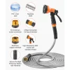 VEVOR Metal Garden Hose 75 ft, Rust Proof Stainless Steel Water Hose, Heavy Duty Backyard Hose with 10 Function Nozzle, No-Kink & Flexible Water Pipe, Lightweight Metal Hose for Yard, Outdoor