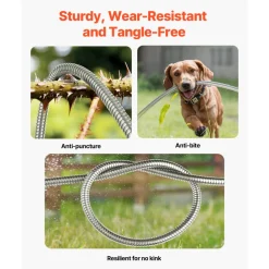 VEVOR Metal Garden Hose 75 ft, Rust Proof Stainless Steel Water Hose, Heavy Duty Backyard Hose with 10 Function Nozzle, No-Kink & Flexible Water Pipe, Lightweight Metal Hose for Yard, Outdoor