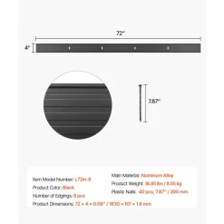 VEVOR Metal Landscape Edging, 8 Packs 72 in Rust-Resistant Aluminum Alloy Landscape Edging, Bendable Garden Edging Border, Heavy Duty Lawn Edging Fence for Flower Bed Yard Pathway