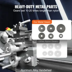 VEVOR Metal Lathe Machine, 211 mm x 750 mm, Precision Benchtop Power Metal Lathe, 0-2500 RPM Continuously Variable Speed, 750W Brushless Motor Metal Gears, with Tool Box for Processing Precision Parts
