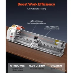 VEVOR Metal Lathe Machine, 8.7 x 39 in, Precision Bench Power Metal Lathe, Automatic Feed, 0-2500 RPM Variable Speed, 1250W Brushless Motor, for Processing Precision Parts Soft Metals Wood Plastics