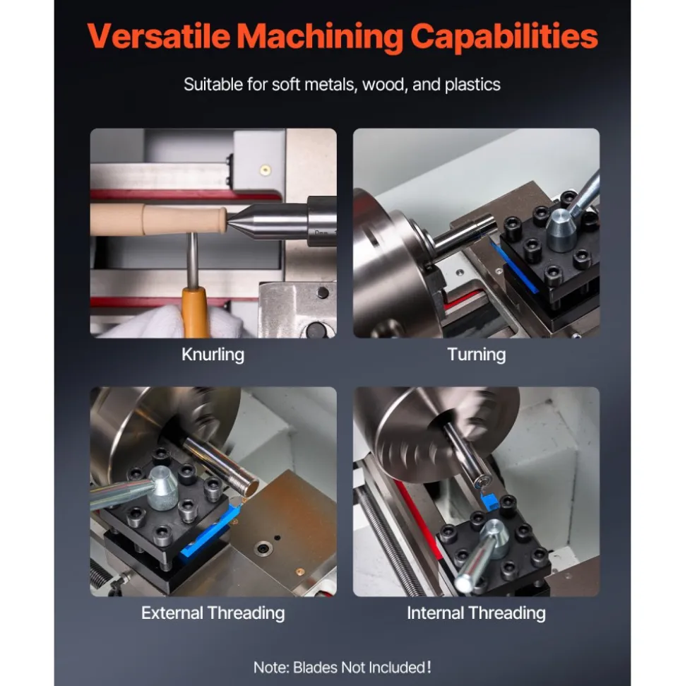 VEVOR Metal Lathe Machine, 8.7 x 18 in, Precision Bench Power Metal Lathe, Automatic Feed, 0-2500 RPM Variable Speed, 1250W Brushless Motor, for Processing Precision Parts Soft Metals Wood Plastics