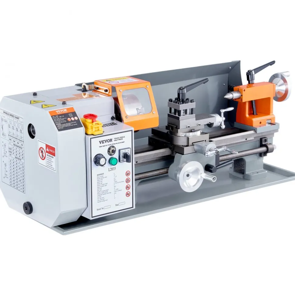 VEVOR Metal Lathe Machine, 7.87'' x 13.78'', Precision Benchtop Power Metal Lathe,, 50-2500 RPM Continuously Variable Speed, 600W Brush Motor Metal Gears, with Tool Box for Processing Precision Parts