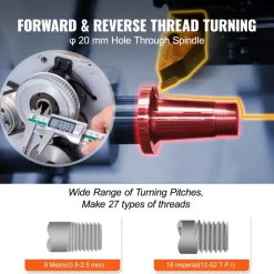 VEVOR Metal Lathe Machine, 7.87'' x 13.78'', Precision Benchtop Power Metal Lathe,, 50-2500 RPM Continuously Variable Speed, 600W Brush Motor Metal Gears, with Tool Box for Processing Precision Parts