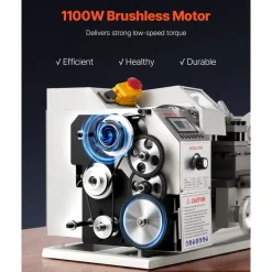VEVOR Metal Lathe 8.7 x 30 in 1100W Benchtop Lathe Machine Variable Speed, 3000 RPM Max Spindle Speed, with Metal Gear, Brushless Motor, 8 Metric 8 Imperial Threads, for Metalworking Threading Turning