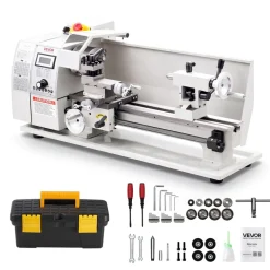 VEVOR Metal Lathe 8 x 16 in 650W Benchtop Lathe Machine Variable Speed, 2500 RPM Max Speed with Metal Gear, Reversible Direction, 14 Metric 10 Imperial Threads, for Precision Metalworking Turning