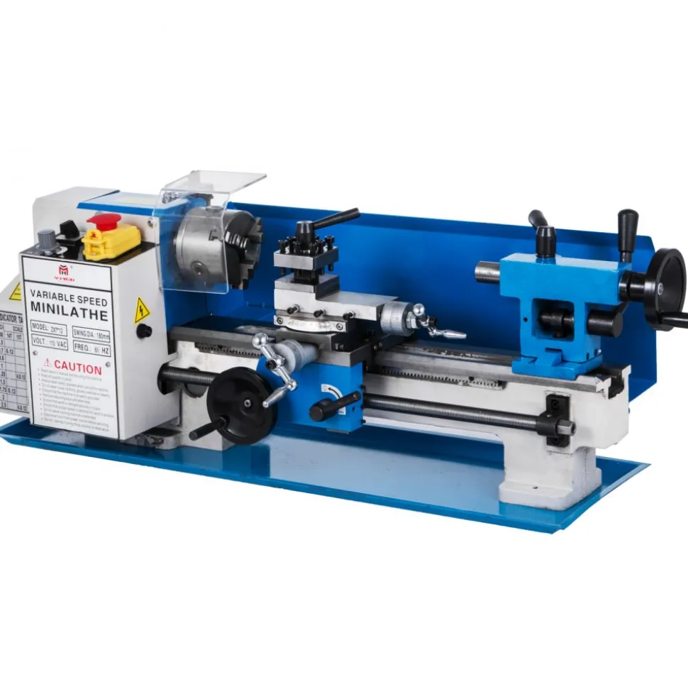 VEVOR Metal Lathe 7"x12",Precision Bench Top Mini Metal Lathe 550W, Metal Lathe Variable Speed 50-2500 RPM Nylon Gear With A Movable Lamp for Precision Parts Processing