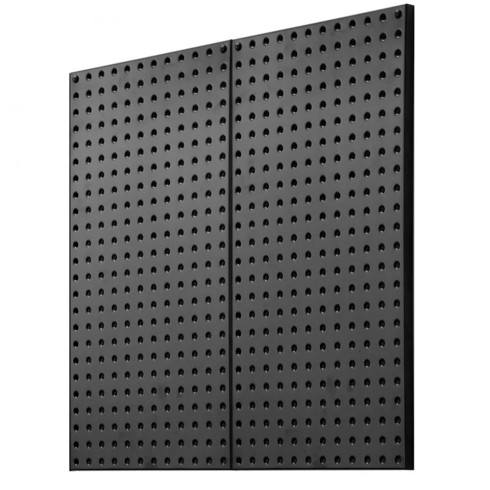 VEVOR Metal Pegboard Panels, 32" x 16" Pegboard, 2 Panels, Heavy Duty Steel Peg Board Wall Organizer, for Living Room Garage Tool Storage Workbench Office Organization Craft Room Kitchen Home, Black