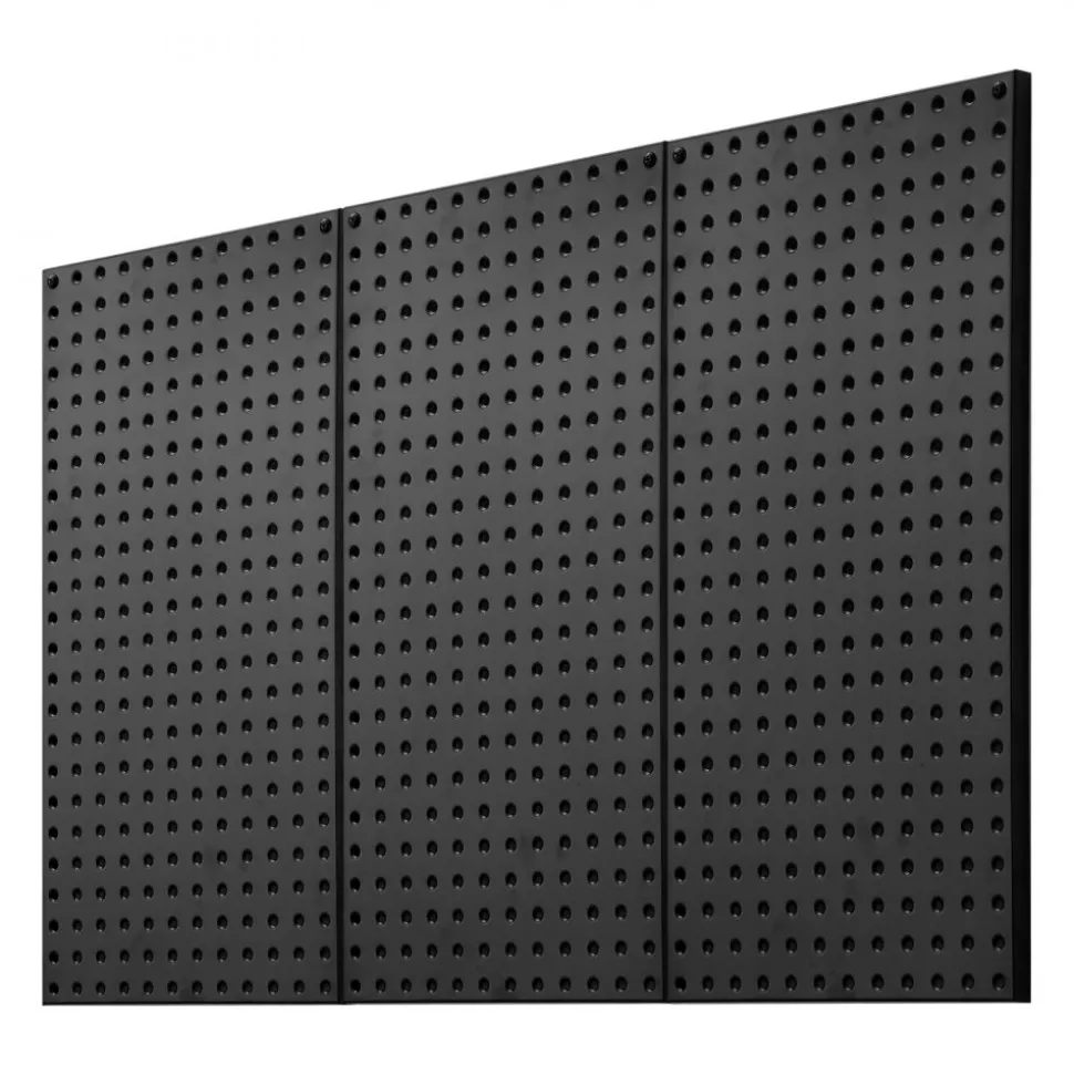 VEVOR Metal Pegboard Panels, 24" x 12" Pegboard, 3 Panels, Heavy Duty Steel Peg Board Wall Organizer, for Living Room Garage Tool Storage Workbench Office Organization Craft Room Kitchen Home, Black