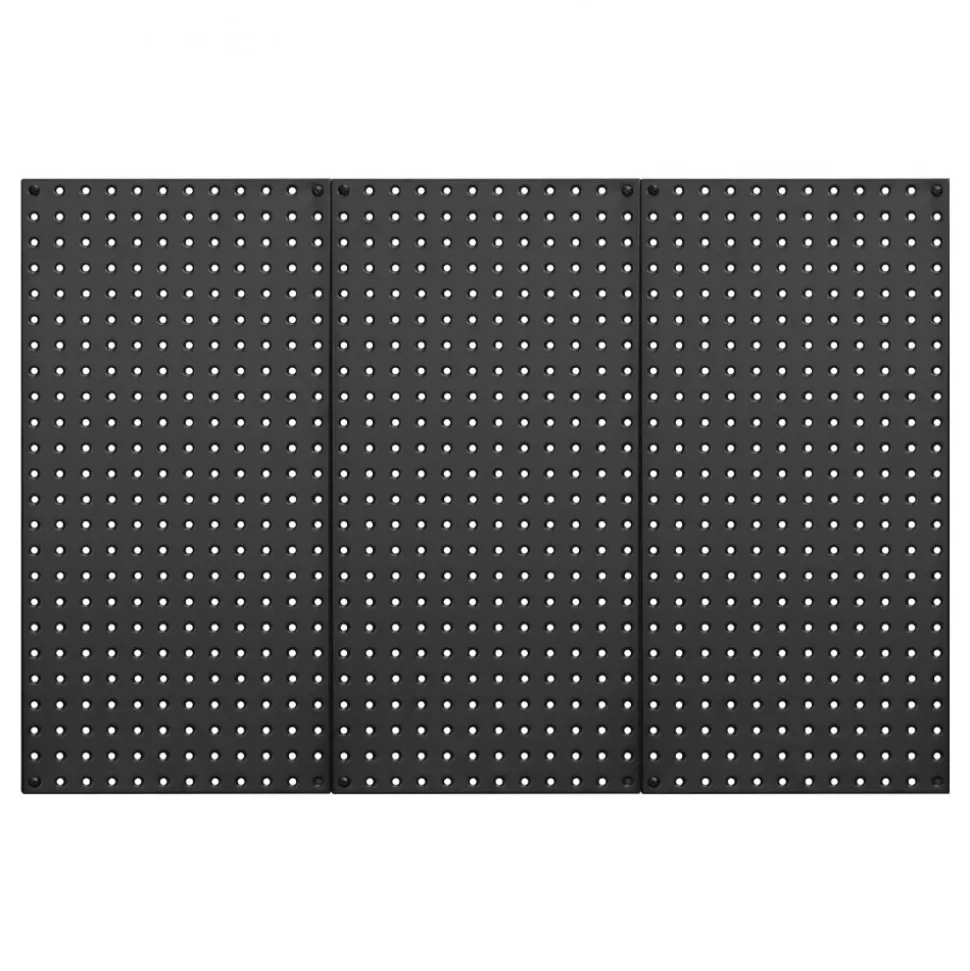 VEVOR Metal Pegboard Panels, 24" x 12" Pegboard, 3 Panels, Heavy Duty Steel Peg Board Wall Organizer, for Living Room Garage Tool Storage Workbench Office Organization Craft Room Kitchen Home, Black
