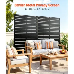 VEVOR Metal Privacy Screen, 38" W x 60" H Freestanding Modern Privacy Fence, Garden Divider Panel with Extended Ground Stakes & Panel Height Adjustable, Freestanding Outdoor Divider for Garden, Indoor