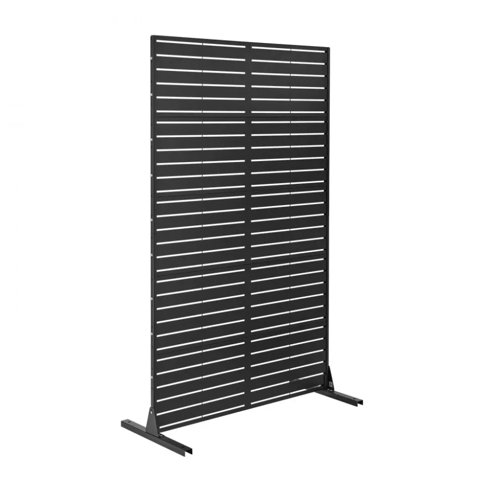 VEVOR Metal Privacy Screen, 44" W x 72" H Freestanding Modern Privacy Fence, Garden Divider Panel with Extended Base & Reinforcement Fixed, Freestanding Outdoor Divider for Garden, Indoor, Courtyard