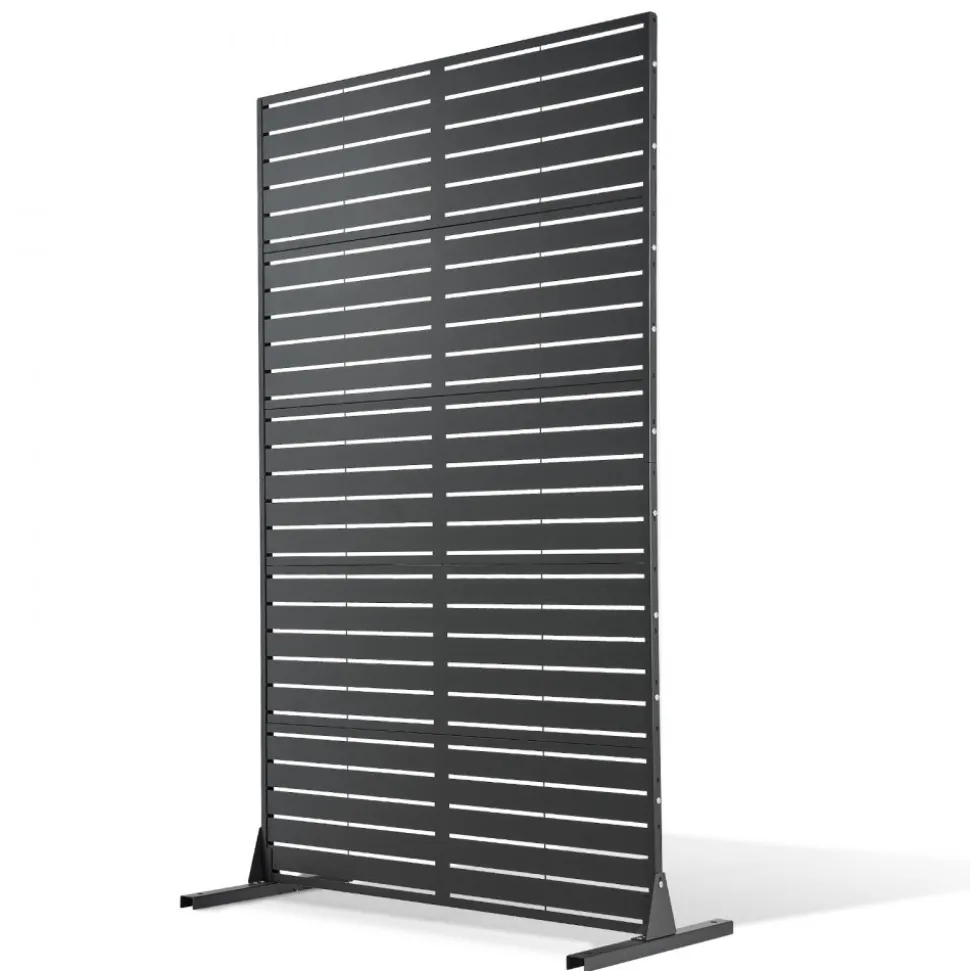 VEVOR Metal Privacy Screen, 44" W x 72" H Freestanding Modern Privacy Fence, Garden Divider Panel with Extended Base & Reinforcement Fixed, Freestanding Outdoor Divider for Garden, Indoor, Courtyard
