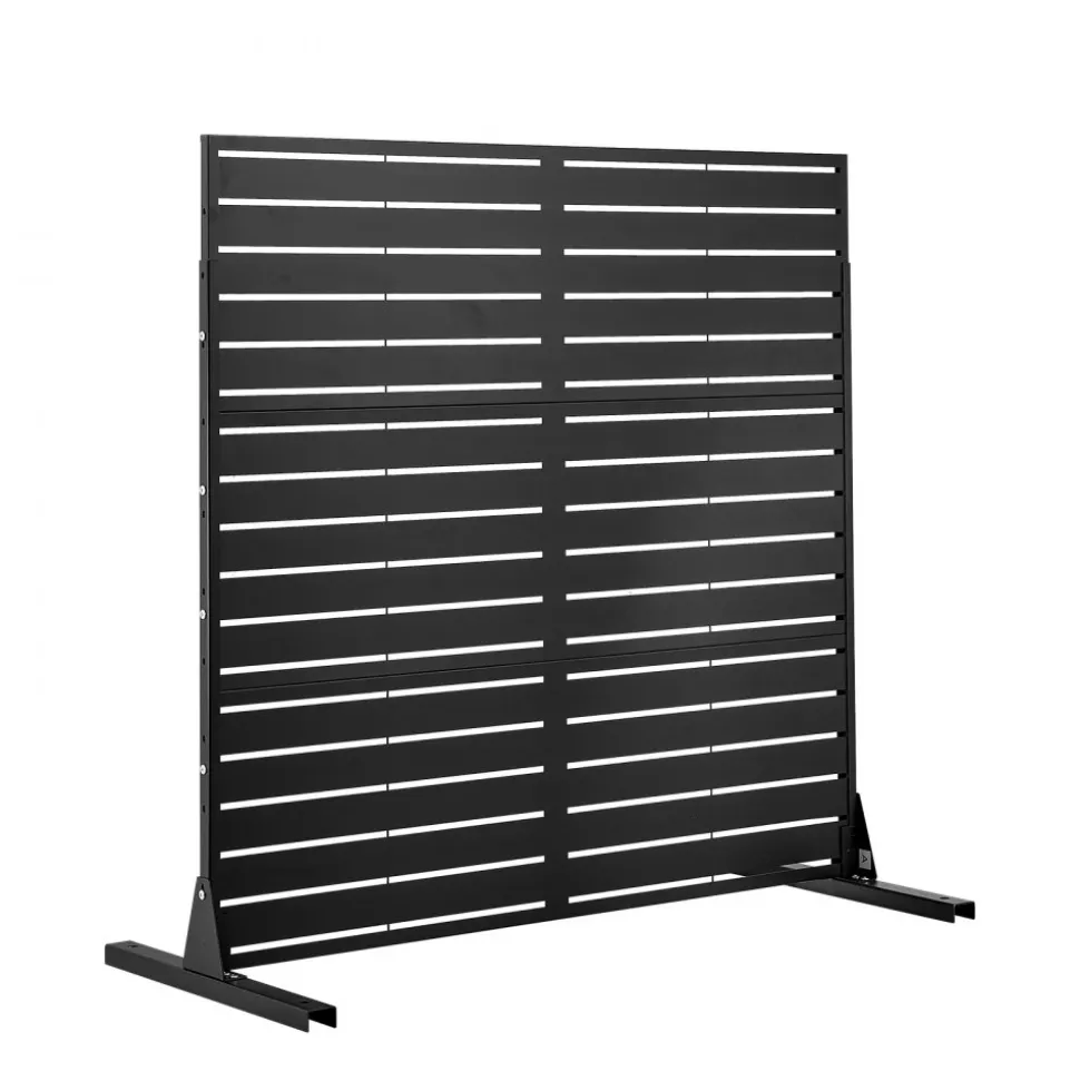 VEVOR Metal Privacy Screen, 44" W x 72" H Freestanding Modern Privacy Fence, Garden Divider Panel with Extended Base & Reinforcement Fixed, Freestanding Outdoor Divider for Garden, Indoor, Courtyard