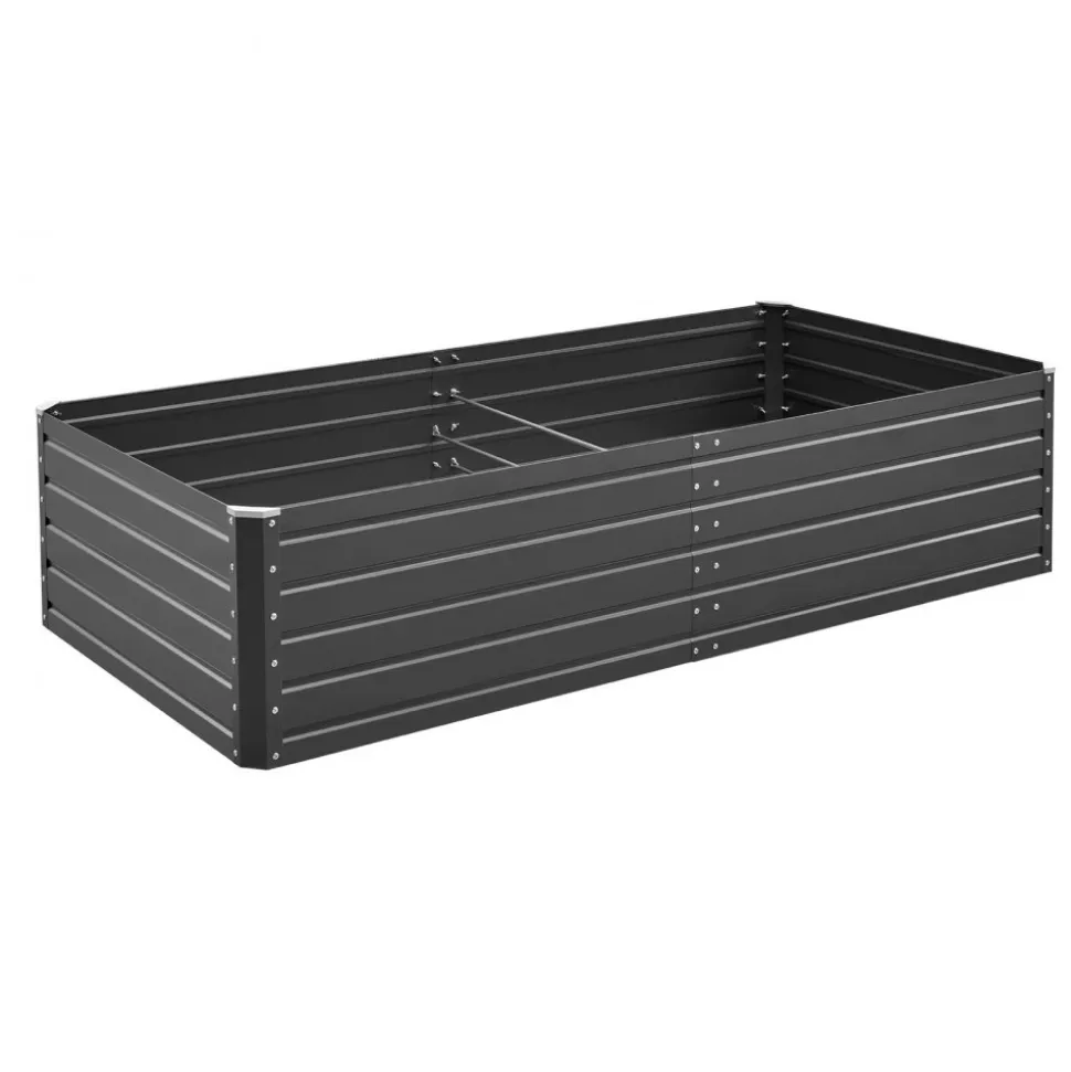 VEVOR Metal Raised Garden Bed, 6.7 x 3 x 1.5 ft Outdoor Galvalume Planter Garden Box, Open Bottom Design, Large Planter Raised Bed for Growing Vegetables, Flowers, Herbs, and Succulents, Gray
