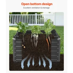VEVOR Metal Raised Garden Bed, 6.7 x 3 x 1.5 ft Outdoor Galvalume Planter Garden Box, Open Bottom Design, Large Planter Raised Bed for Growing Vegetables, Flowers, Herbs, and Succulents, Gray