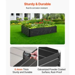 VEVOR Metal Raised Garden Bed, 6.7 x 3 x 1.5 ft Outdoor Galvalume Planter Garden Box, Open Bottom Design, Large Planter Raised Bed for Growing Vegetables, Flowers, Herbs, and Succulents, Gray