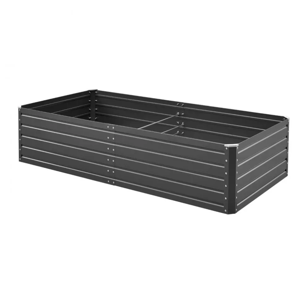 VEVOR Metal Raised Garden Bed, 6.7 x 3 x 1.5 ft Outdoor Galvalume Planter Garden Box, Open Bottom Design, Large Planter Raised Bed for Growing Vegetables, Flowers, Herbs, and Succulents, Gray