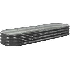 VEVOR Metal Raised Garden Bed, 8 x 2 x 1 ft Oval Outdoor Galvanized Planter Garden Box, Open Bottom Design, Large Planter Raised Bed for Growing Vegetables, Flowers, Herbs, and Succulents, Dark Gray