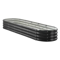 VEVOR Metal Raised Garden Bed, 8 x 2 x 1 ft Oval Outdoor Galvanized Planter Garden Box, Open Bottom Design, Large Planter Raised Bed for Growing Vegetables, Flowers, Herbs, and Succulents, Dark Gray