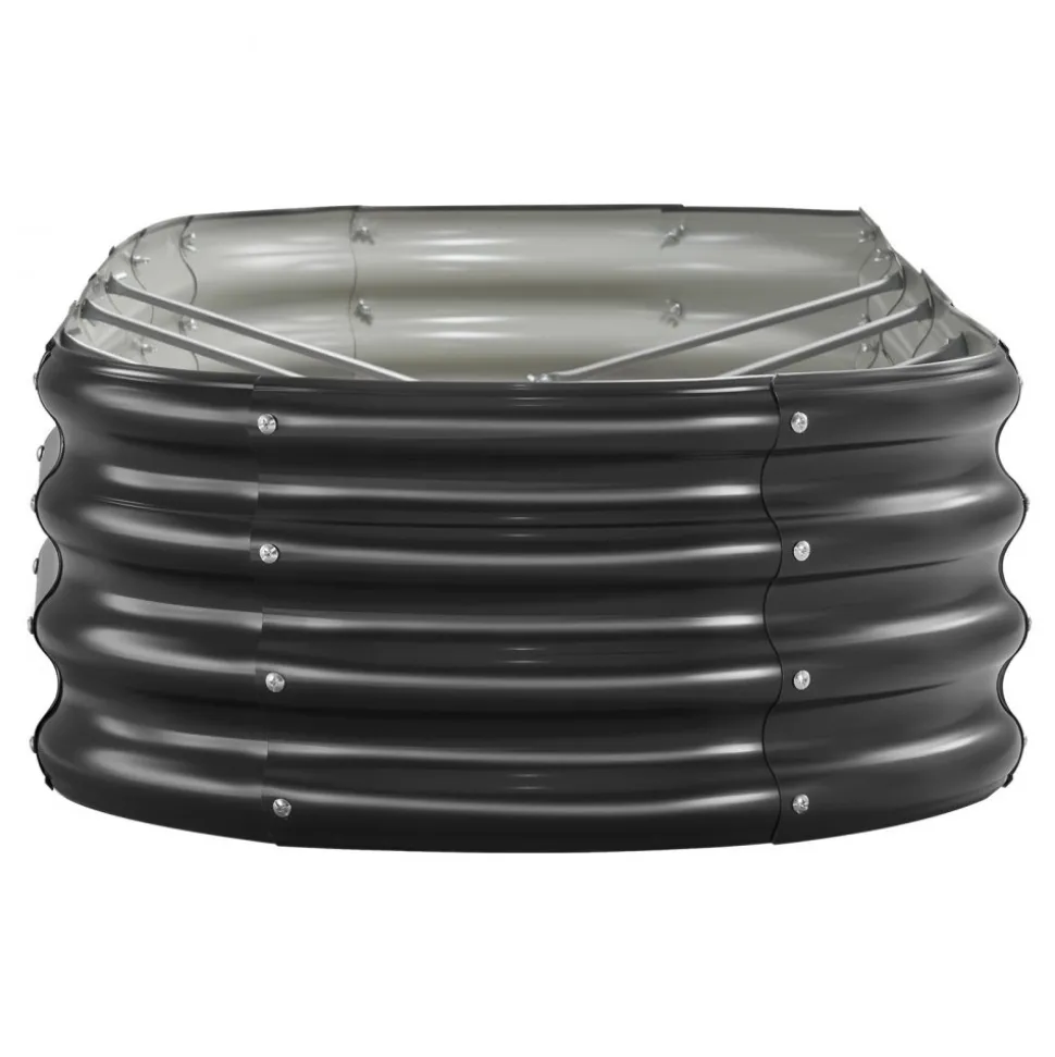 VEVOR Metal Raised Garden Bed, 8 x 2 x 1 ft Oval Outdoor Galvanized Planter Garden Box, Open Bottom Design, Large Planter Raised Bed for Growing Vegetables, Flowers, Herbs, and Succulents, Dark Gray