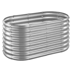 VEVOR Metal Raised Garden Bed, 4 x 2 x 2 ft Oval Outdoor Galvanized Planter Garden Box, Open Bottom Design, Large Planter Raised Bed for Growing Vegetables, Flowers, and Succulents, Galvanized Color