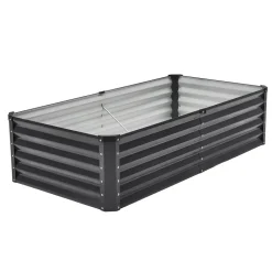 VEVOR Metal Raised Garden Bed, 4 x 2 x 1 ft Oval Outdoor Galvanized Planter Garden Box, Open Bottom Design, Large Planter Raised Bed for Growing Vegetables, Flowers, and Succulents, Galvanized Color