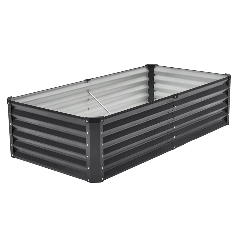 VEVOR Metal Raised Garden Bed, 4 x 2 x 1 ft Oval Outdoor Galvanized Planter Garden Box, Open Bottom Design, Large Planter Raised Bed for Growing Vegetables, Flowers, and Succulents, Galvanized Color