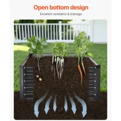 VEVOR Metal Raised Garden Bed, 4 x 2 x 1 ft Oval Outdoor Galvanized Planter Garden Box, Open Bottom Design, Large Planter Raised Bed for Growing Vegetables, Flowers, and Succulents, Galvanized Color