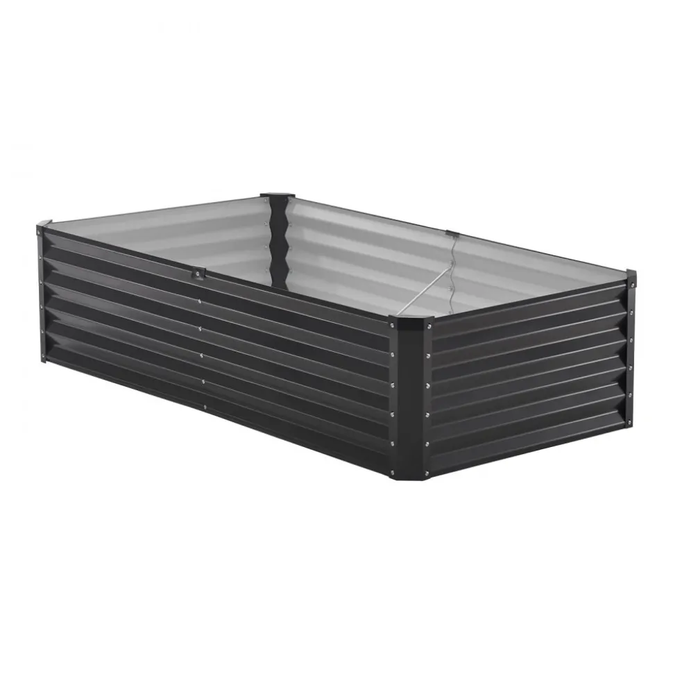VEVOR Metal Raised Garden Bed, 4 x 2 x 1 ft Oval Outdoor Galvanized Planter Garden Box, Open Bottom Design, Large Planter Raised Bed for Growing Vegetables, Flowers, and Succulents, Galvanized Color