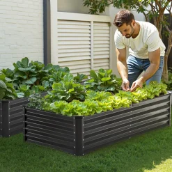 VEVOR Metal Raised Garden Bed, 4 x 2 x 1 ft Oval Outdoor Galvanized Planter Garden Box, Open Bottom Design, Large Planter Raised Bed for Growing Vegetables, Flowers, and Succulents, Galvanized Color