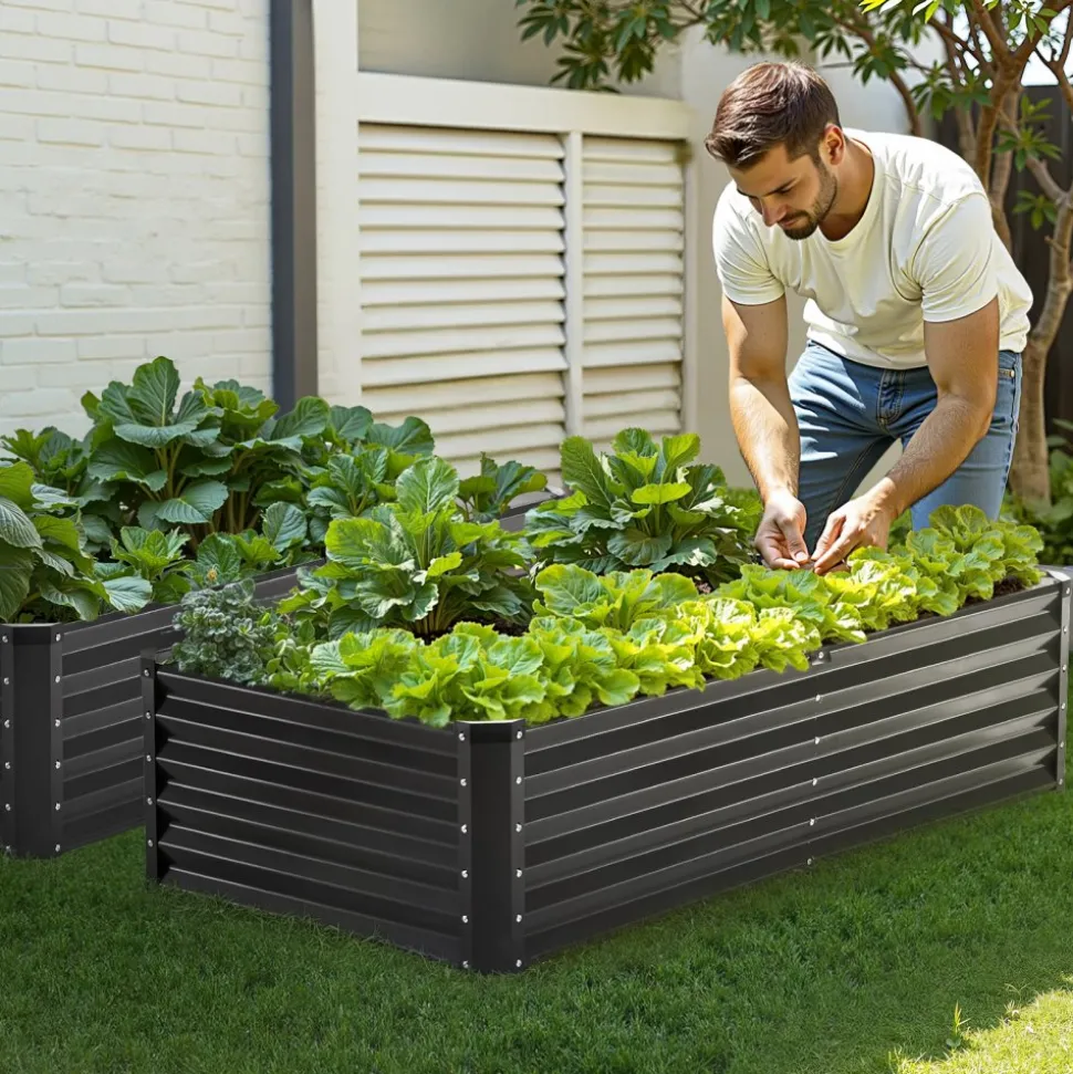 VEVOR Metal Raised Garden Bed, 4 x 2 x 1 ft Oval Outdoor Galvanized Planter Garden Box, Open Bottom Design, Large Planter Raised Bed for Growing Vegetables, Flowers, and Succulents, Galvanized Color