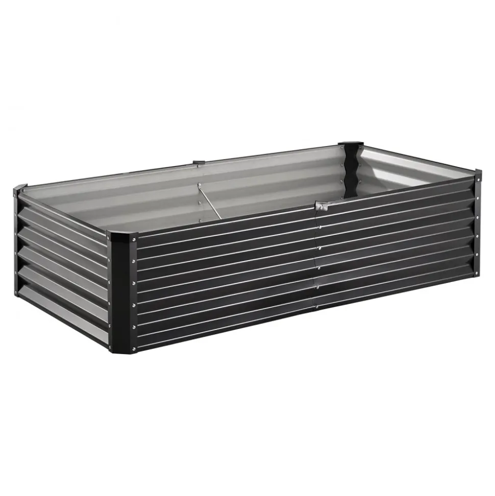 VEVOR Metal Raised Garden Bed, 4 x 2 x 1 ft Oval Outdoor Galvanized Planter Garden Box, Open Bottom Design, Large Planter Raised Bed for Growing Vegetables, Flowers, and Succulents, Galvanized Color