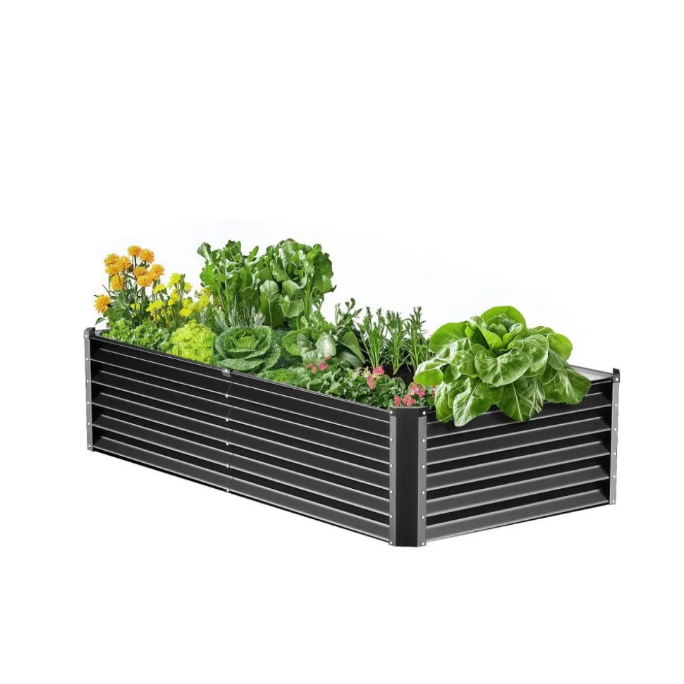 VEVOR Metal Raised Garden Bed, 4 x 2 x 1 ft Oval Outdoor Galvanized Planter Garden Box, Open Bottom Design, Large Planter Raised Bed for Growing Vegetables, Flowers, and Succulents, Galvanized Color
