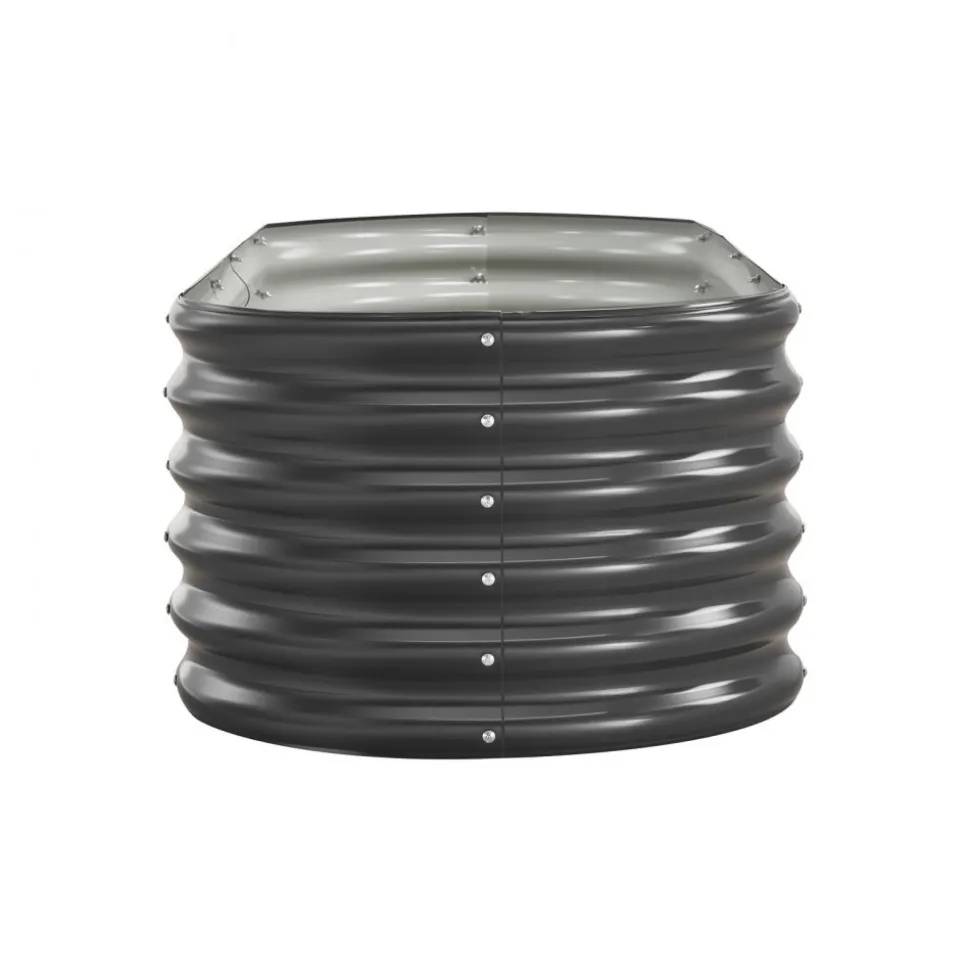 VEVOR Metal Raised Garden Bed, 6.56 x 1.97 x 1.4 ft Oval Outdoor Galvalume Planter Garden Box, Open Bottom Design, Large Planter Raised Bed for Growing Vegetables, Flowers, Succulents, Dark Gray