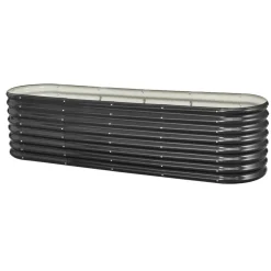 VEVOR Metal Raised Garden Bed, 8 x 2 x 2 ft Oval Outdoor Galvanized Planter Garden Box, Open Bottom Design, Large Planter Raised Bed for Growing Vegetables, Flowers, Herbs, and Succulents, Dark Gray