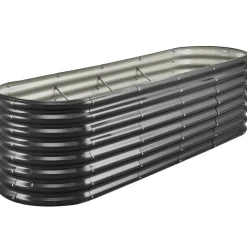 VEVOR Metal Raised Garden Bed, 8 x 2 x 2 ft Oval Outdoor Galvanized Planter Garden Box, Open Bottom Design, Large Planter Raised Bed for Growing Vegetables, Flowers, Herbs, and Succulents, Dark Gray