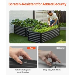 VEVOR Metal Raised Garden Bed, 6 x 3 x 1 ft Outdoor Galvanized Planter Garden Box, Open Bottom Design, Large Planter Raised Bed for Growing Vegetables, Flowers, Herbs, Succulents, Galvanized Color