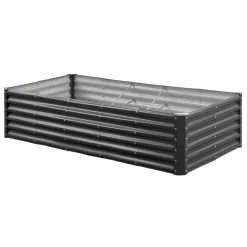 VEVOR Metal Raised Garden Bed, 8 x 4 x 1 ft Outdoor Galvalume Planter Garden Box, Open Bottom Design, Large Planter Raised Bed for Growing Vegetables, Flowers, Herbs, and Succulents, Dark Gray