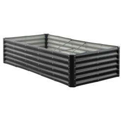 VEVOR Metal Raised Garden Bed, 8 x 4 x 1 ft Outdoor Galvalume Planter Garden Box, Open Bottom Design, Large Planter Raised Bed for Growing Vegetables, Flowers, Herbs, and Succulents, Dark Gray
