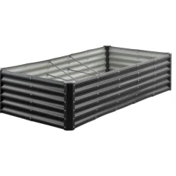 VEVOR Metal Raised Garden Bed, 8 x 4 x 1 ft Outdoor Galvalume Planter Garden Box, Open Bottom Design, Large Planter Raised Bed for Growing Vegetables, Flowers, Herbs, and Succulents, Dark Gray