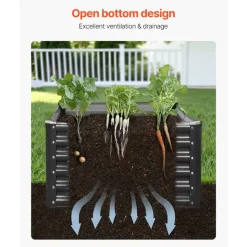 VEVOR Metal Raised Garden Bed, 8 x 4 x 1 ft Outdoor Galvalume Planter Garden Box, Open Bottom Design, Large Planter Raised Bed for Growing Vegetables, Flowers, Herbs, and Succulents, Dark Gray
