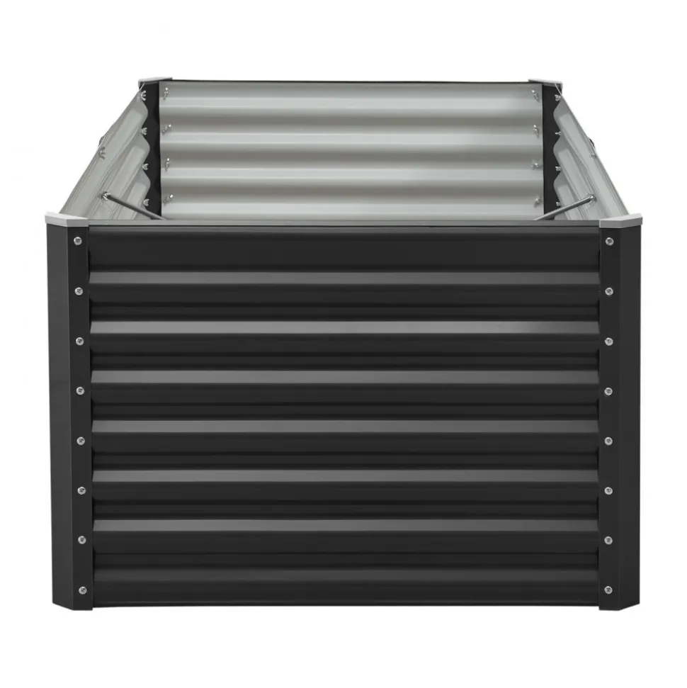 VEVOR Metal Raised Garden Bed, 8 x 4 x 1 ft Outdoor Galvalume Planter Garden Box, Open Bottom Design, Large Planter Raised Bed for Growing Vegetables, Flowers, Herbs, and Succulents, Dark Gray