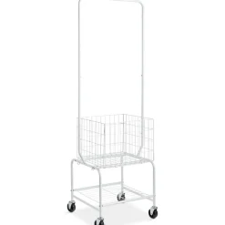 VEVOR Metal Rolling Laundry Basket with Hanging Garment Rack, Height Adjustment Laundry Hamper Cart with Basket Load and Shelf Load, Storage Organizer with Heavy Duty Lockable Wheels