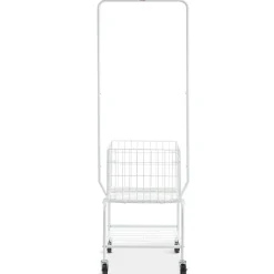 VEVOR Metal Rolling Laundry Basket with Hanging Garment Rack, Height Adjustment Laundry Hamper Cart with Basket Load and Shelf Load, Storage Organizer with Heavy Duty Lockable Wheels