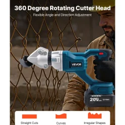 VEVOR Metal Shear, Cordless Sheet Metal Cutter with 360-Degree Pivoting Head, Double Blades, 110VAC 20VDC, Cuts 18 GA Galvanized Steel, 20 GA Stainless Steel, Aluminum, Plastic, Cardboard, 2800SPM